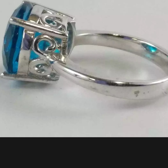 BBJ Signed Sterling Silver EUC 6.75 Approx London Blue Topaz Ring Gorgeous - Picture 2 of 5